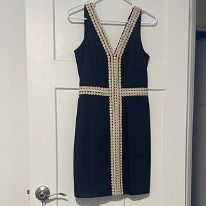 Lilly Pulitzer Blue Mini Dress with Gold Trim